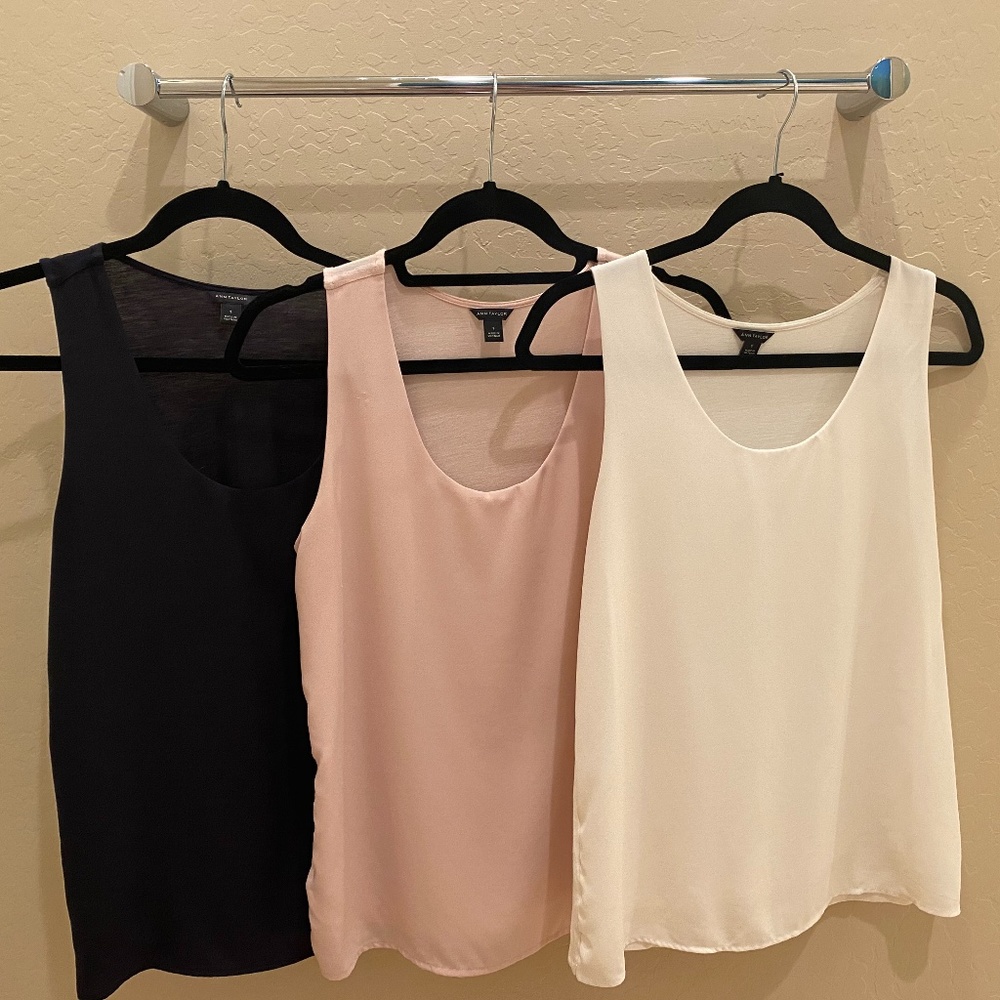Ann Taylor Mixed Jersey Tanks (Navy, Pink, White)